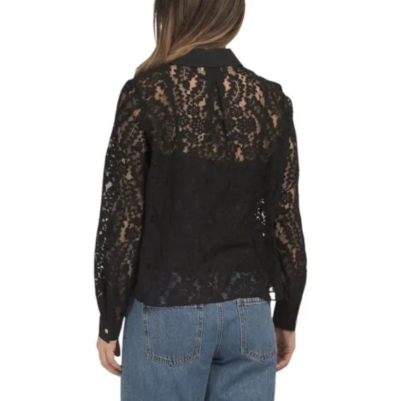 GEMMA+ JANE Embellished Button Down Lace Blouse - Picture 2 of 3
